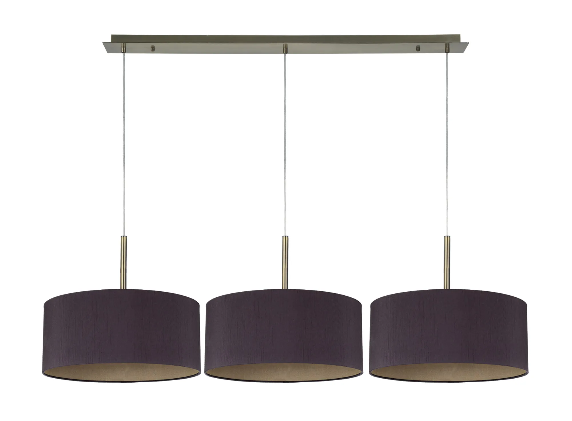 Baymont 40cm Shade 3 Light Pendant Antique Brass, Midnight Black/Green Olive DK0581  Deco Baymont AB BL/GR